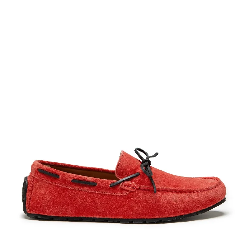 Men's loafers with a decorative buckleTyre Sole Laced Driving Loafers, red suede