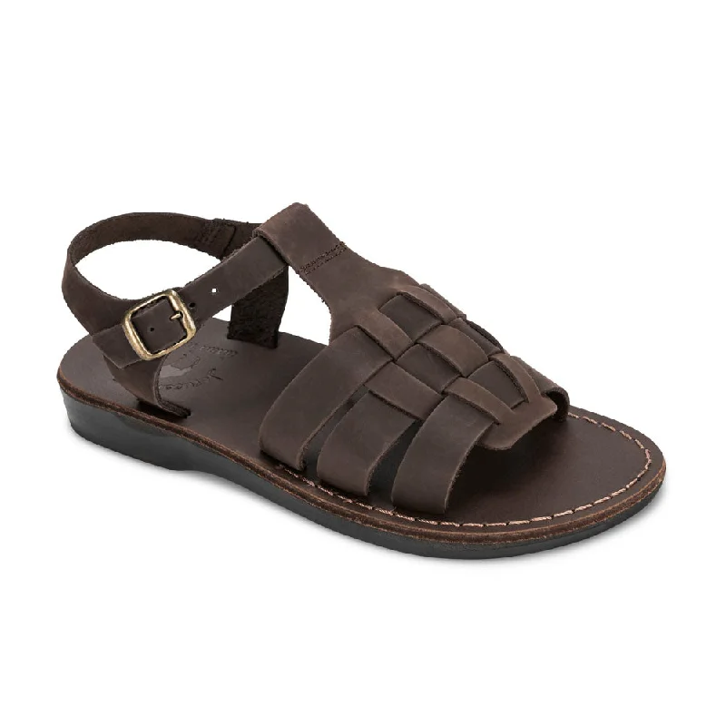 Waterproof men's sandals for water activitiesMikayla - Open Toe Fisherman-Style Sandal | Brown Nubuck