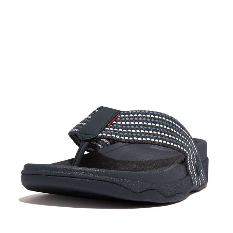 Men's sandals with a stretchy strap for a better fitFitFlop Men's Surfer Weave Stripe Sandals - Midnight Navy Mix