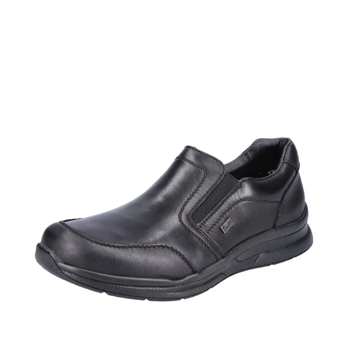 Men's loafers with a stretchy side panel for a better fitMens Rieker Turin in Black/Black