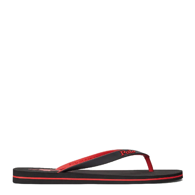 Men's sandals in a neutral color like black or brownPolo Ralph Lauren Bolt Logo Flip-Flop Black / Red