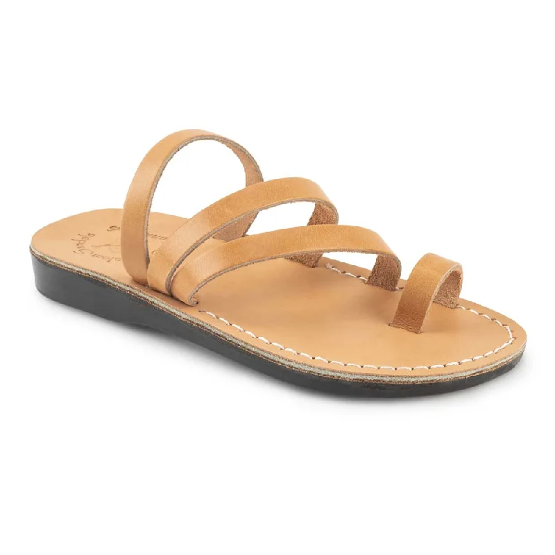 Men's sandals with a flexible sole for easy movementNora - Leather Strappy Flat Sandal | Tan