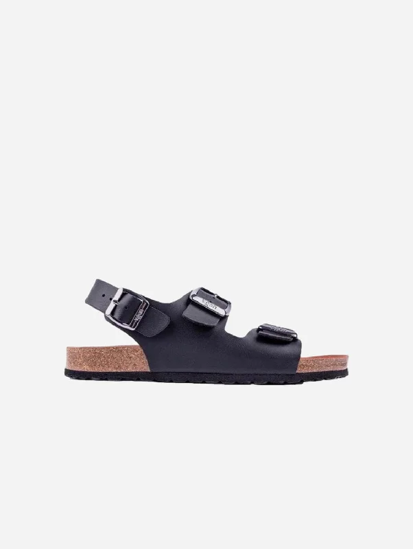 Men's sandals with a padded heelLima Men's Vegan Footbed Sandals | Black