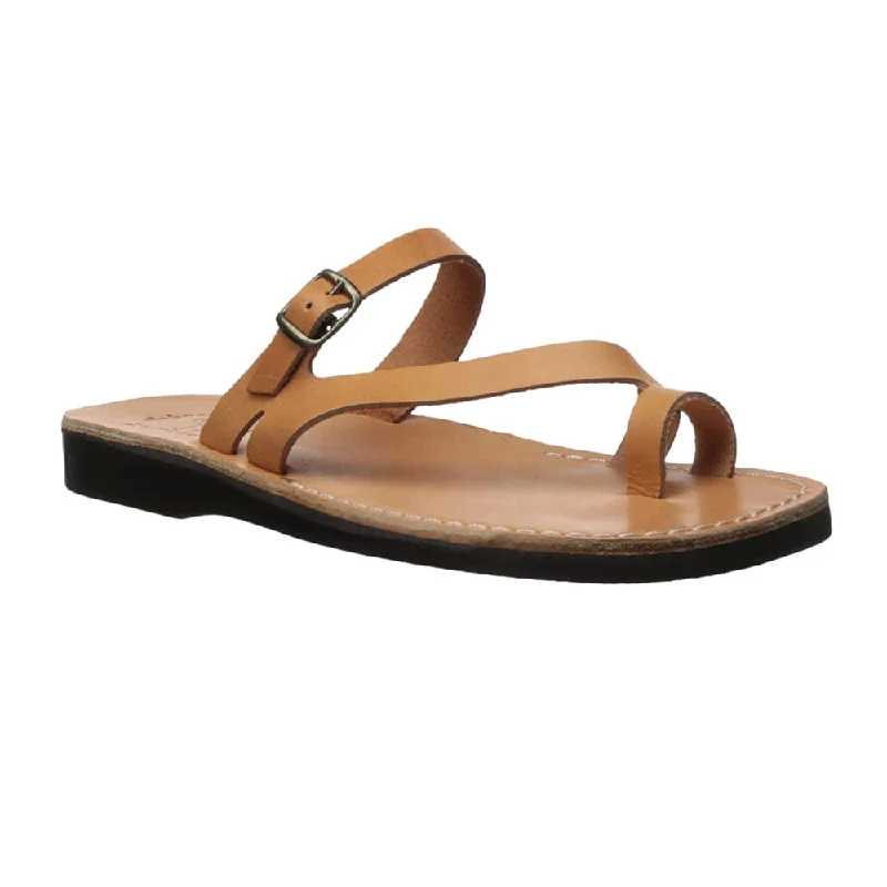 Men's sandals with a flexible sole for easy movementNuri - Leather slide sandals | Tan