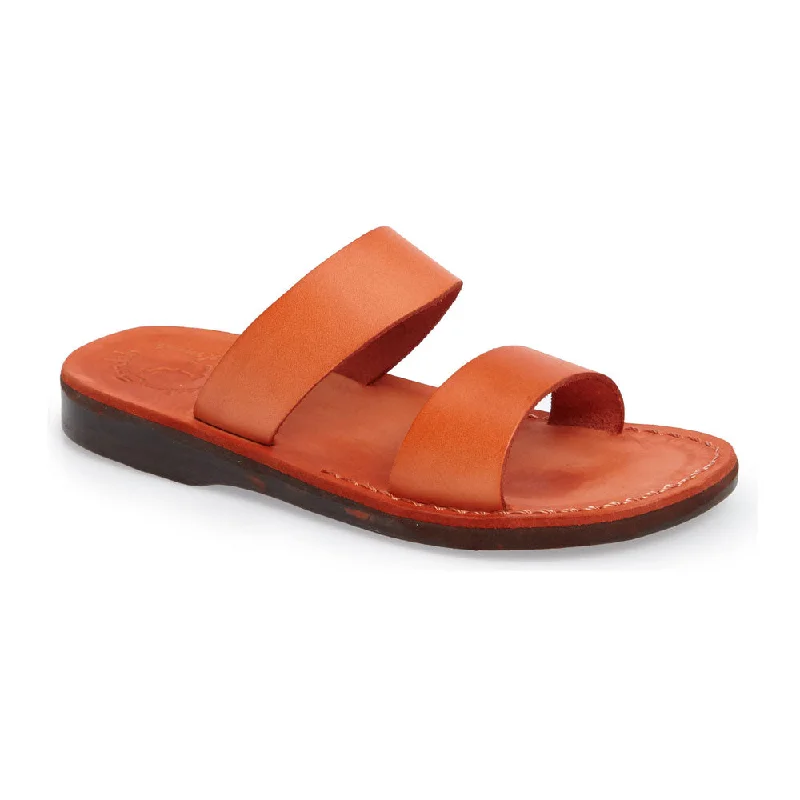 Men's sandals with a flexible sole for easy movementAviv - Leather Wide Strap Sandal | Orange