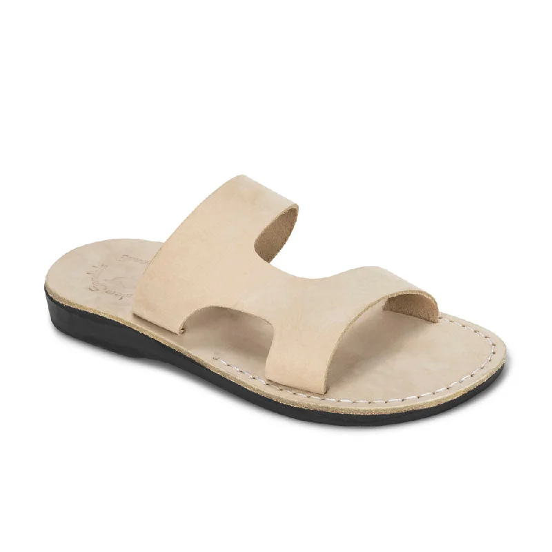 Men's sandals with a removable insole for cleaningJune - Leather Side Strap Sandal | White Nubuck