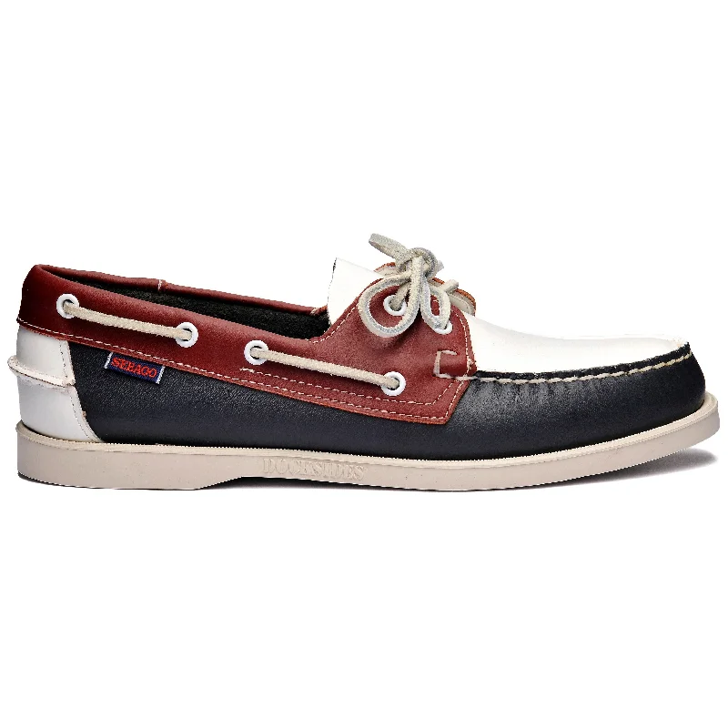 Men's boat shoes with a leather lacing systemSpinnaker - Navy & Red & White