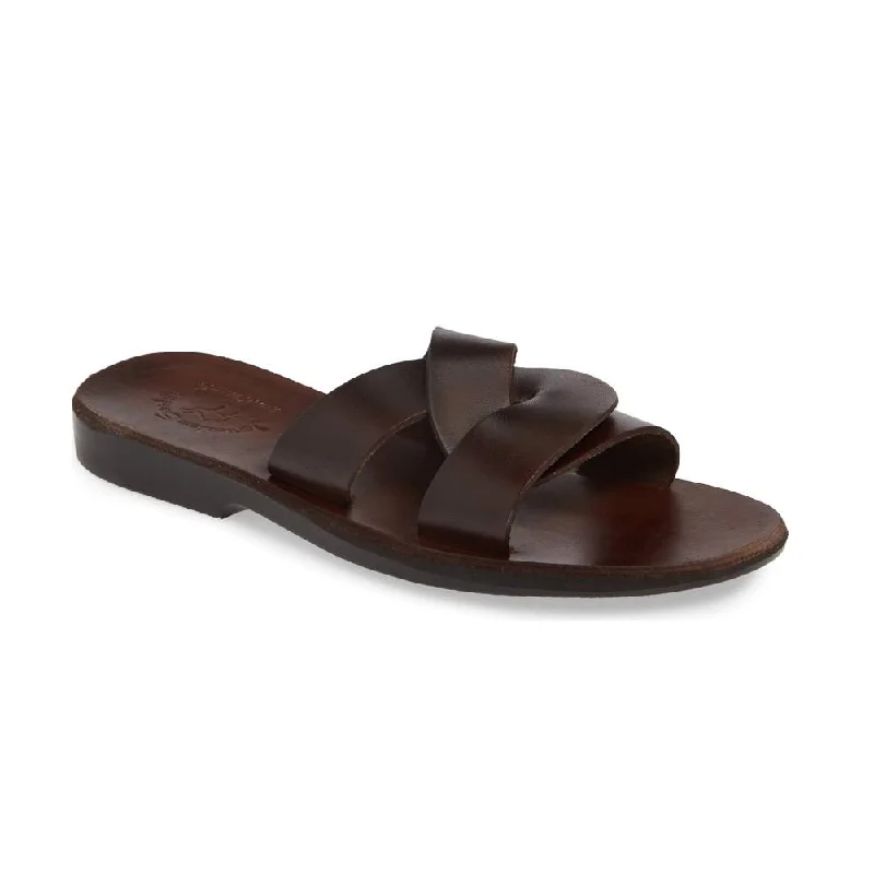 Men's sandals with a decorative buckle or charmEmily - Leather Crossover Strap Sandal | Brown