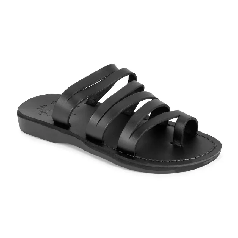 Men's sandals with a cushioned footbedZoey - Leather Cross Strap Sandal | Black