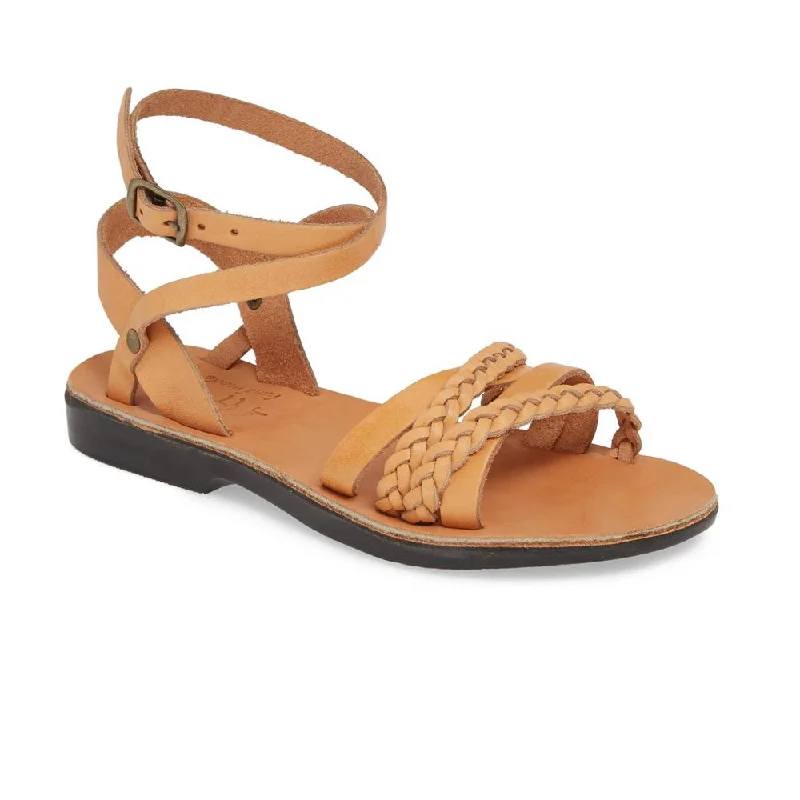 Men's sandals with a perforated leather upper for ventilationAsa - Leather Crossover Sandal | Tan