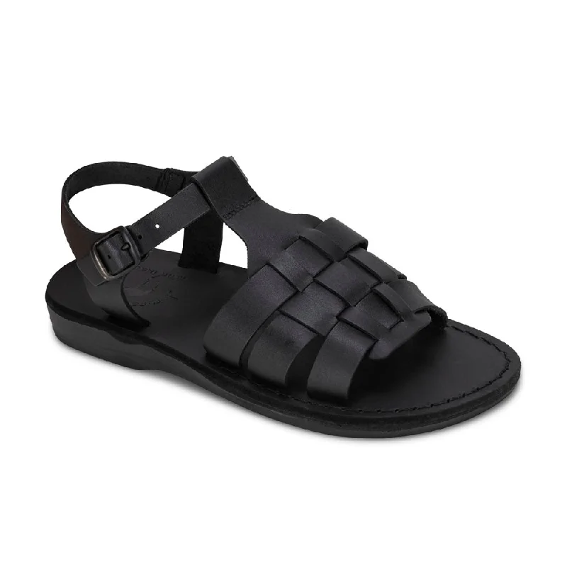 Men's sandals with a durable outer soleMikayla - Open Toe Fisherman-Style Sandal | Black