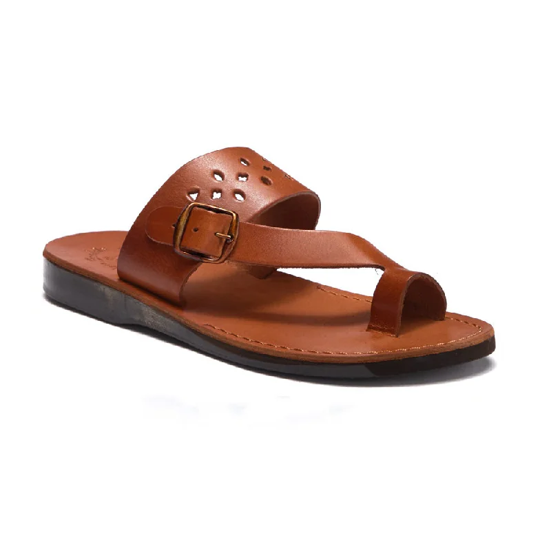 Men's sandals with a buckle closureEzra - Leather Cut Out Sandal | Honey