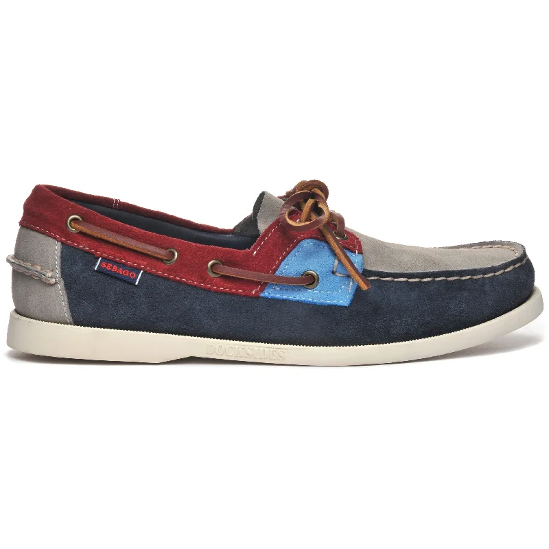 Men's boat shoes in a light - colored leatherRossisland Jib - Blue Navy & Grey Tones & Red Dahlia & Crystal Seas