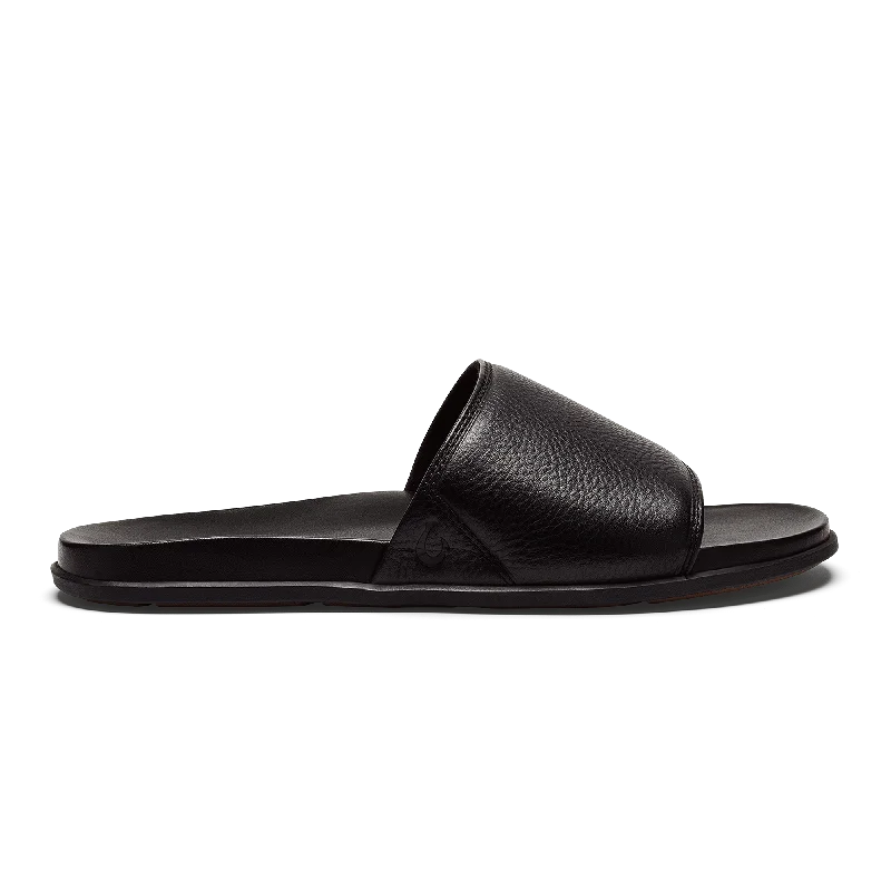 Men's sandals with a stretchy strap for a better fit‘Ōlali Slide - Black / Black