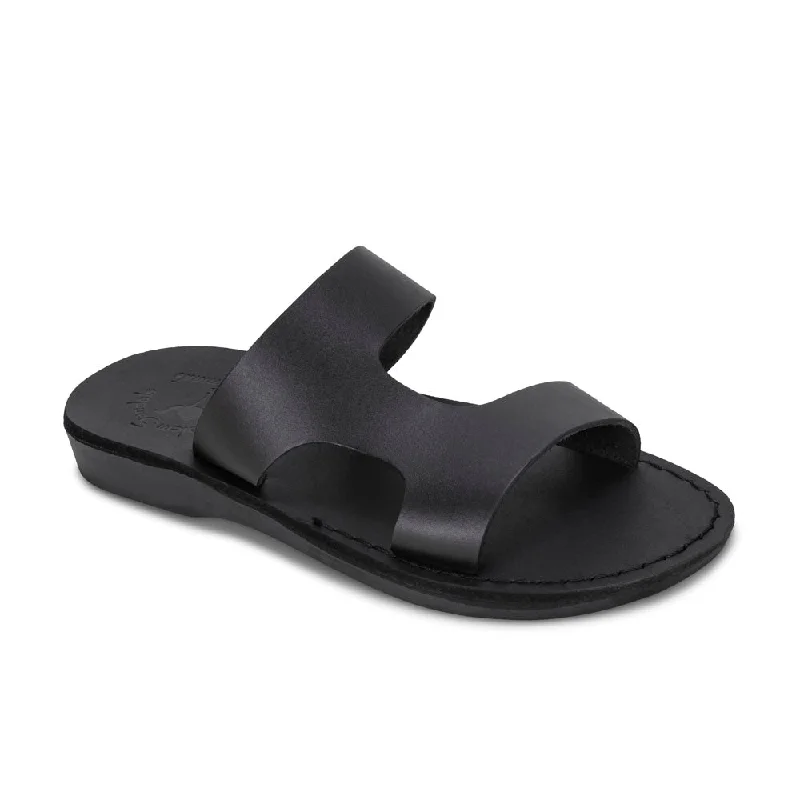 Men's sandals with a pointed toe for a stylish lookJune - Leather Side Strap Sandal | Black