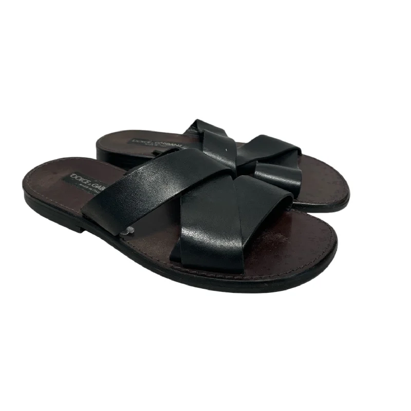 Flip - flop style men's sandals for beach wearDOLCE&GABBANA/Sandals/US 8.5/Black/Leather/A80004