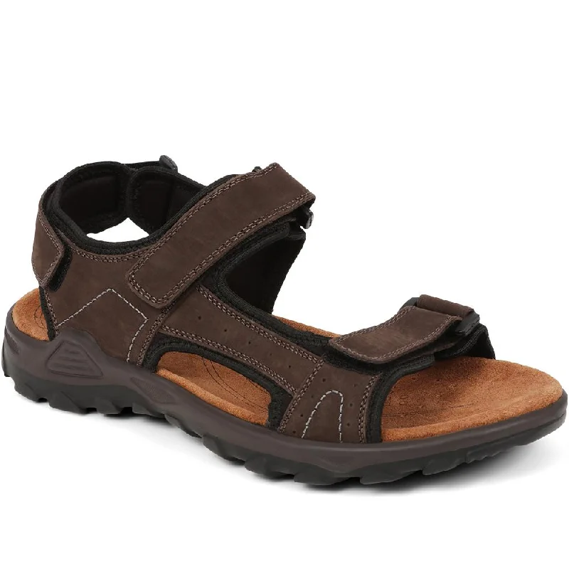 Men's sandals with a toe post designAdjustable Leather Walking Sandals - DDIN35007 / 321 538