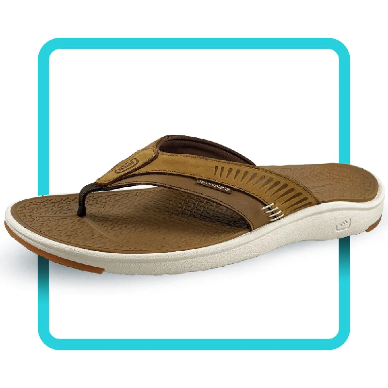 Men's sandals with a wide strap for supportStingray by Skuze Shoes - Tan & Brown