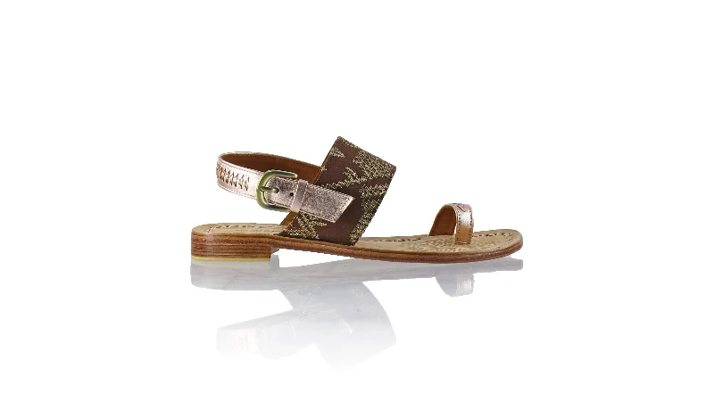 Men's sandals with a decorative buckle or charmPrana 20mm Flat - Rose Gold & Brown Songket