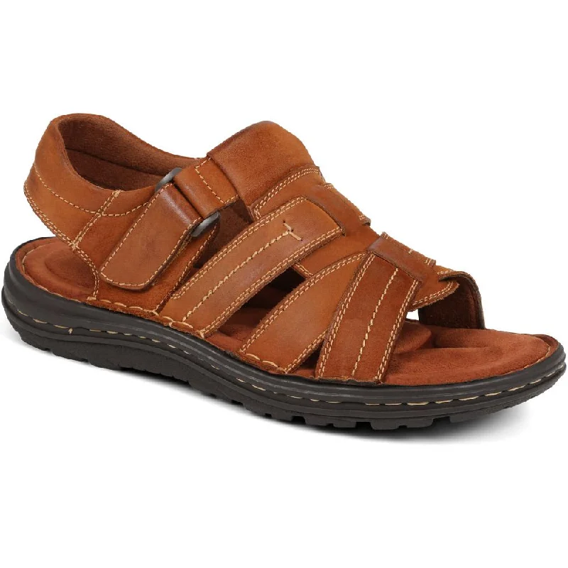 Men's sandals with a shock - absorbing insoleTouch-Fasten Leather Sandals - AATRA39003 / 325 337