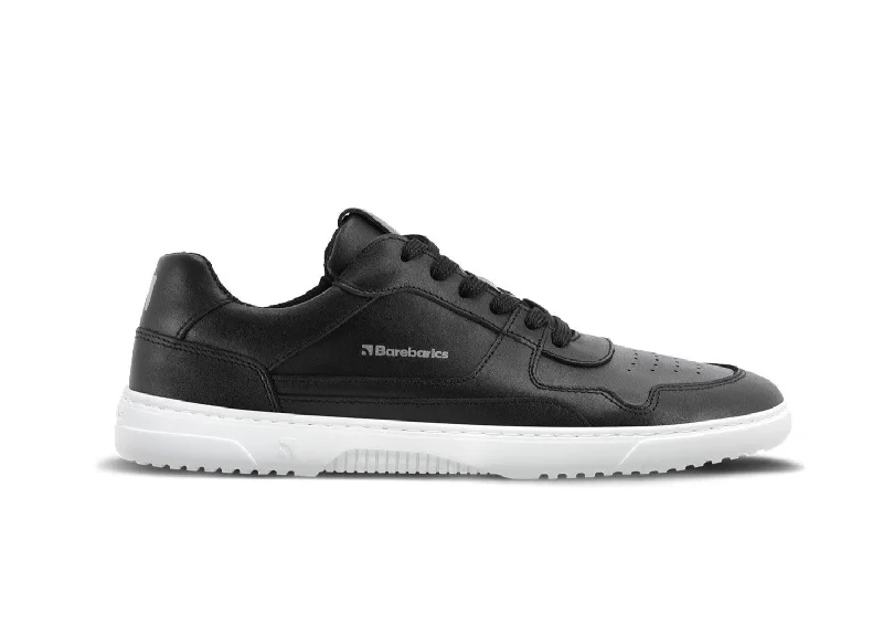 Men's soccer - inspired sneakers with a studded soleBarefoot Sneakers Barebarics Zing - Black & White - Leather