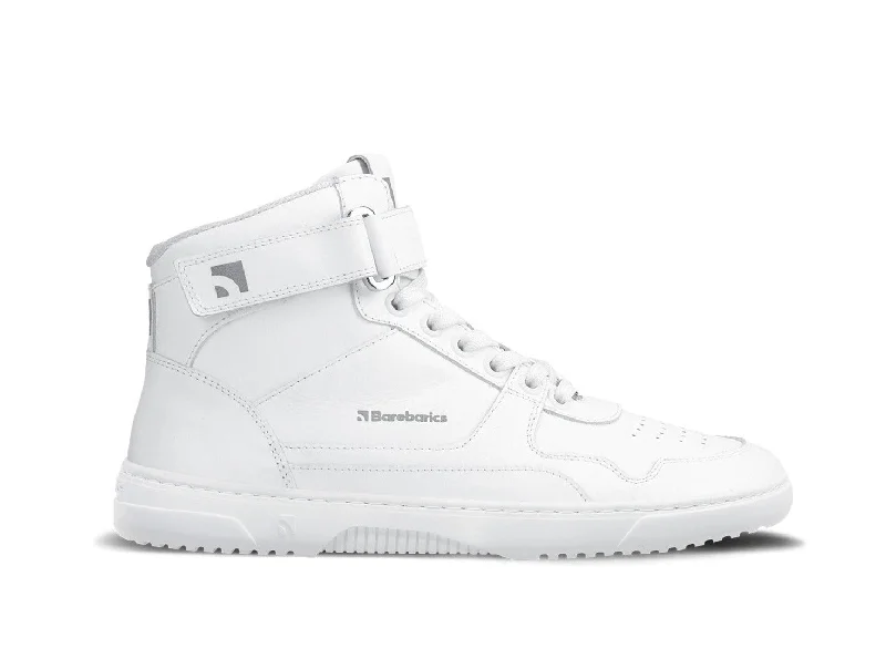 Men's leather - and - mesh combination sneakers for style and functionBarefoot Sneakers Barebarics Zing - High Top - All White - Leather