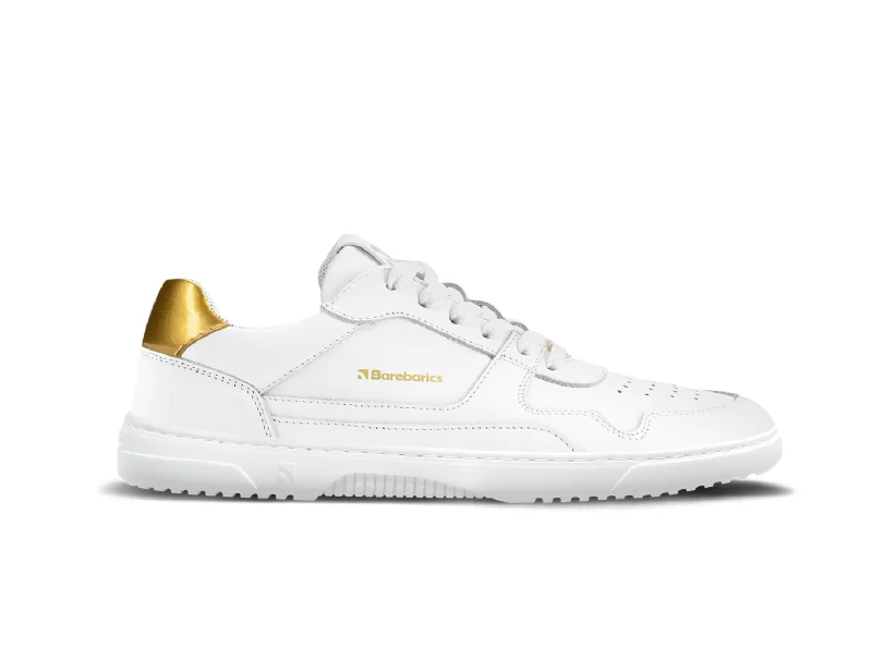 Men's neon - colored sneakers for a bold statementBarefoot Sneakers Barebarics Zing - White & Gold - Leather