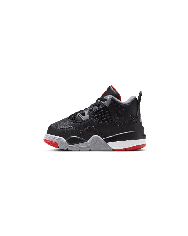 Men's classic white leather sneakers with black lacesAir Jordan 4 Retro "Bred Reimagined" (TD) - Black / Fire Red / Grey / White