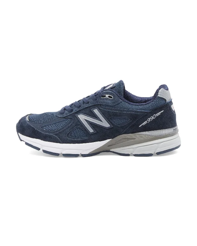 Men's sneakers with a removable insole for easy cleaningMade in USA 990v4 - Navy / Silver