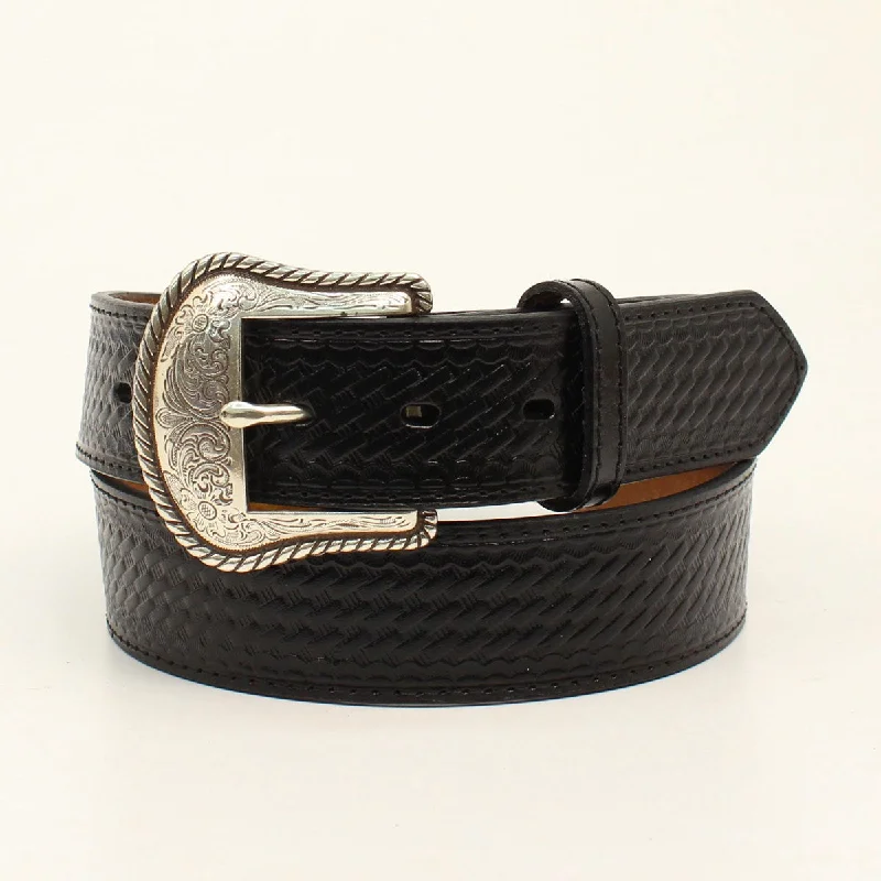 Men's western boots with a leather lining and a padded insoleNocona Black Basketweave Embossed Men's Belt