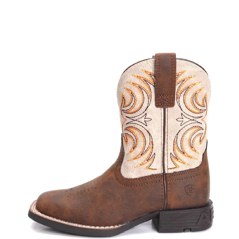 Men's western boots with a distressed leather finish for a rugged lookAriat Childrens Storm Square Toe Cowboy Boots