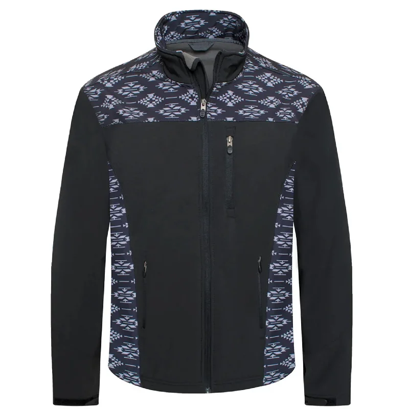 Men's western boots with a silver - toned hardware and accentsAvalon Men's Black & Grey Aztec Softshell Jacket