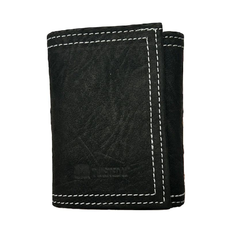 Men's western boots with a silver - toned hardware and accentsTwisted X Black Leather Trifold Wallet