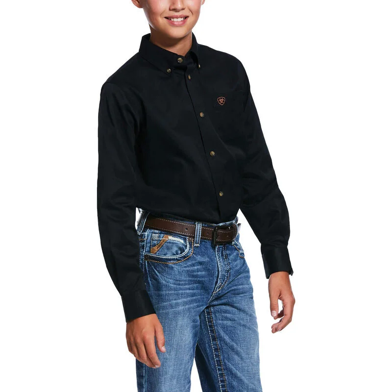 Vintage - style men's western boots with a square toe and spur ledgeAriat Black Children's Shirt