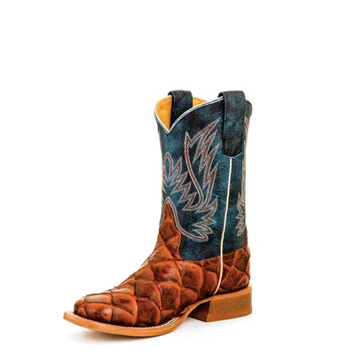 Men's western boots with a high - quality leather upper and a suede liningHorsepower Cognac Fish Print Children's Boot