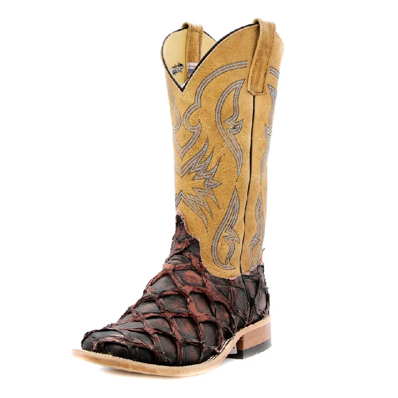 Western - style men's boots with intricate tooling and stitchingAnderson Bean Exclusive Black Cherry Bass Men's Boot