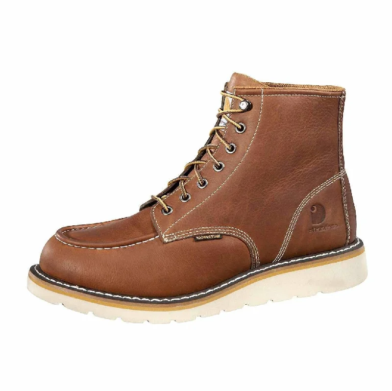 Men's western boots with a leather lining and a padded insoleCarhartt Red Oil Tan 6" Lace Up Mock Toe Men's Work Boot