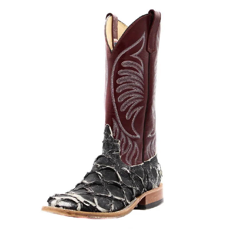 Men's western boots with a scalloped edge and a pull - on strapAnderson Bean Exclusive Asphalt Big Bass Men's Boot