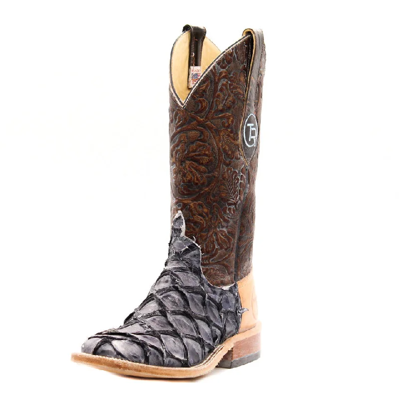 Men's western boots with a high - quality leather upper and a suede liningAnderson Bean Exclusive Navy Big Bass Men's Boot