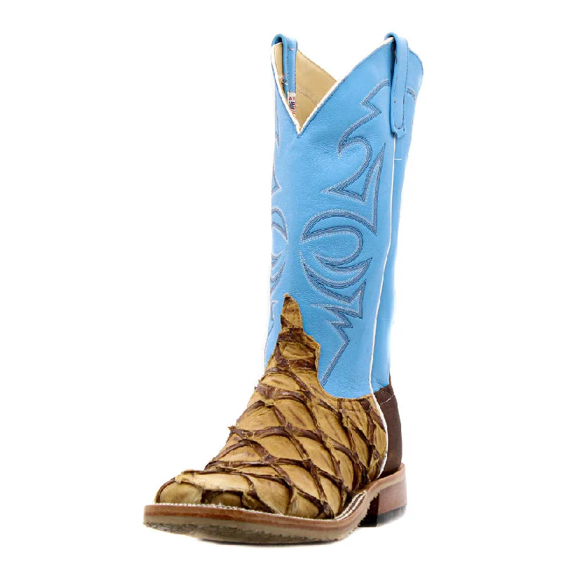 Men's western boots with a concho - studded strap and a pointed toeAnderson Bean Exclusive Antique Saddle Big Bass Men's Boot