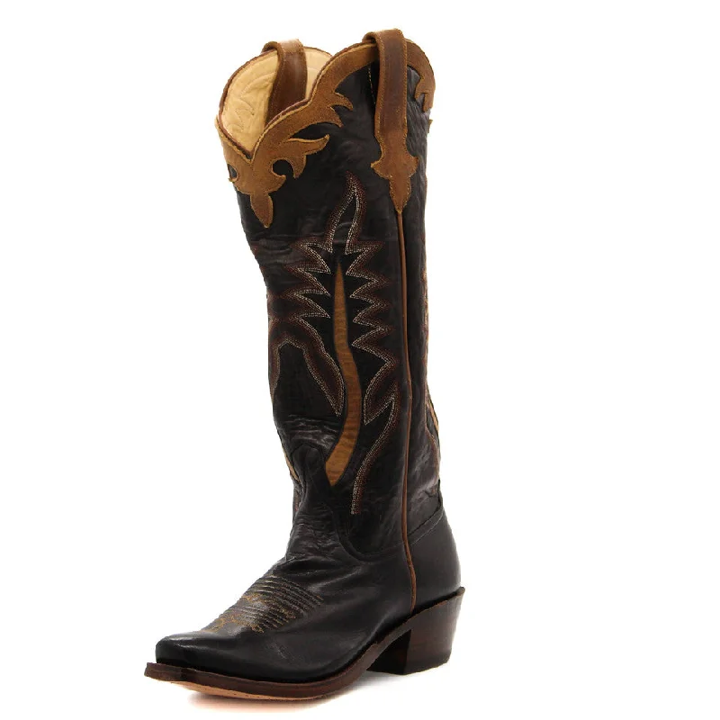 Men's western boots with a decorative concho belt and buckleRios of Mercedes Exclusive Black Sleek Buffalo Ladies' Boot