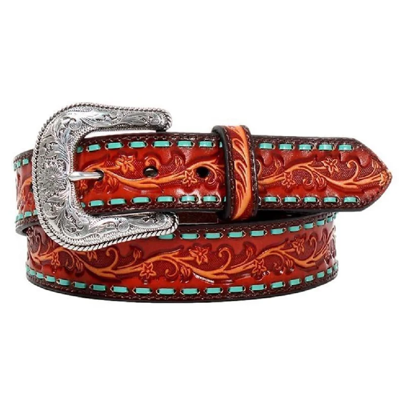 Alligator - embossed men's western boots for a bold statementAriat Women's Floral Tooled Buckstitch Belt