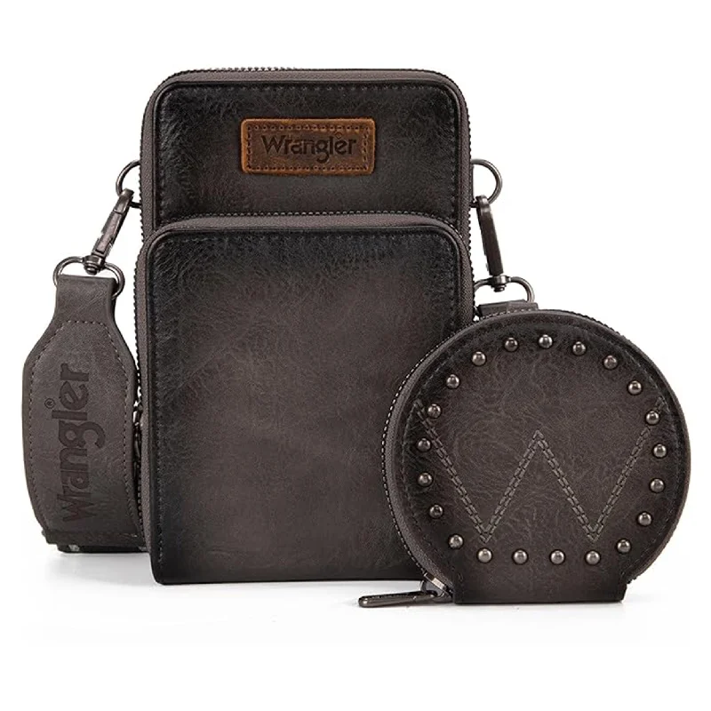 Men's western boots with a scalloped edge and a pull - on strapWrangler Grey Crossbody Coin Purse