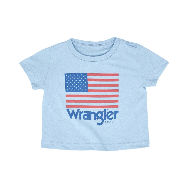 Men's western boots with a high - heeled design and a pointed toeWrangler Unisex Infant Blue Wrangler American Flag Tee