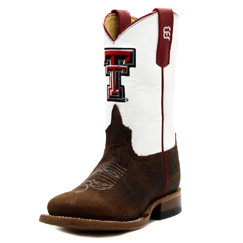 Men's western boots in a rich brown or black leatherAnderson Bean Texas Tech Exclusive Bone Children's Boot