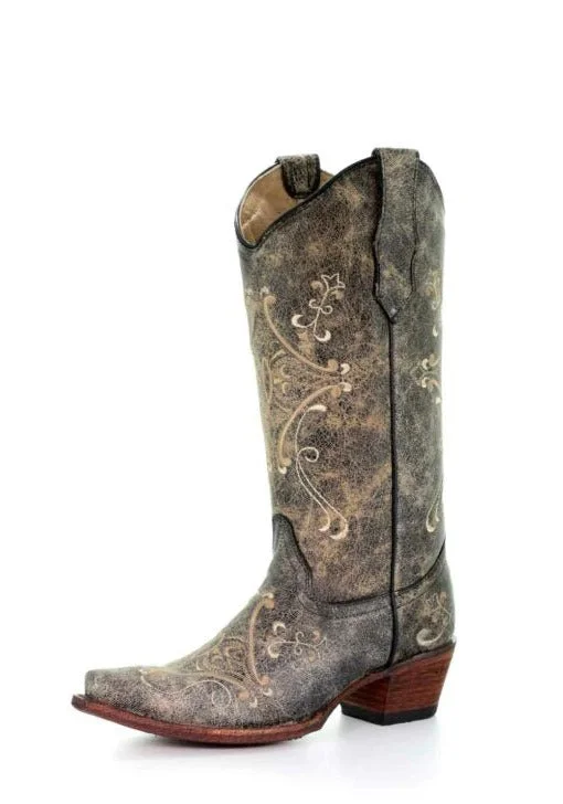 Alligator - embossed men's western boots for a bold statementCircle G Brown Crackle Bone Embroidered Ladies' Boot