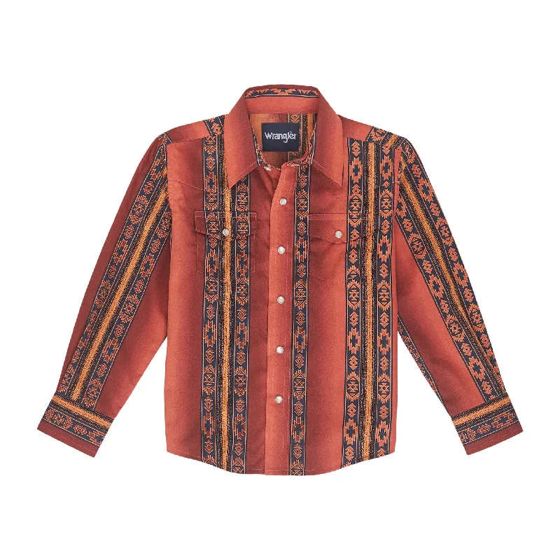 Men's genuine leather western boots with a snake - skin inlayWrangler Boy's Checotah Long Sleeve Shirt