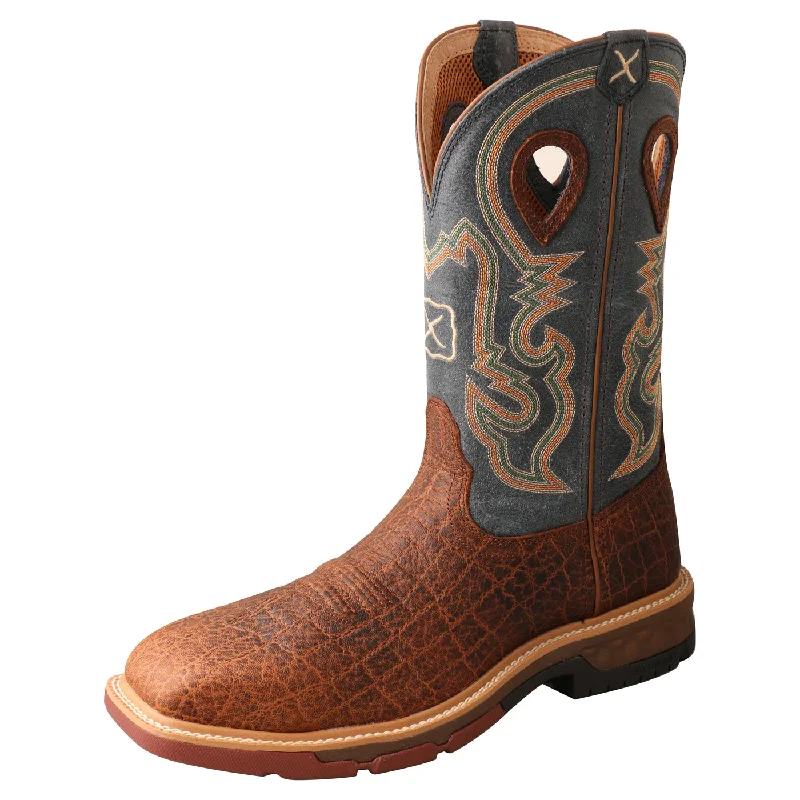 Men's western boots with a leather - wrapped heel and a smooth finishTwisted X Distressed Saddle Men's Boot