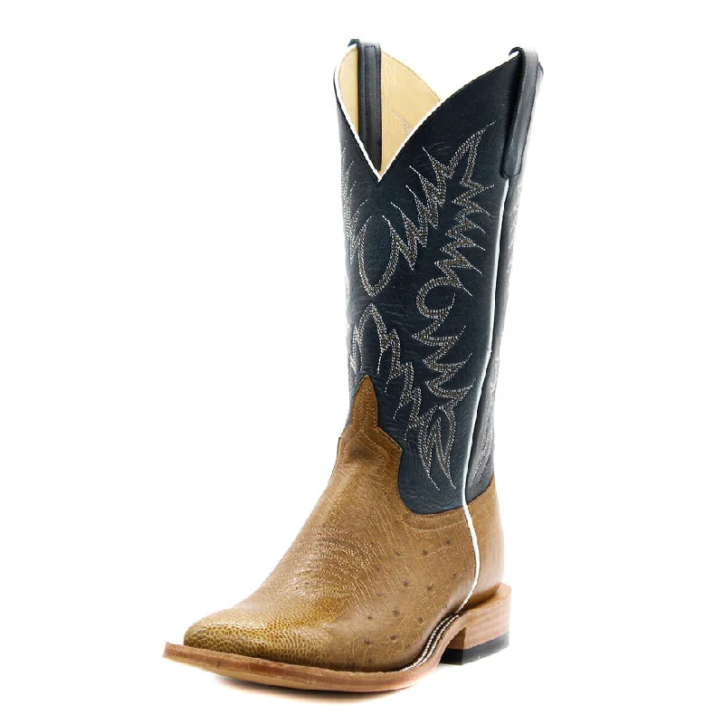 Men's western boots with a leather - wrapped heel and a smooth finishHorsePower Top Hand Antique Saddle Smooth Ostrich Men's Boot