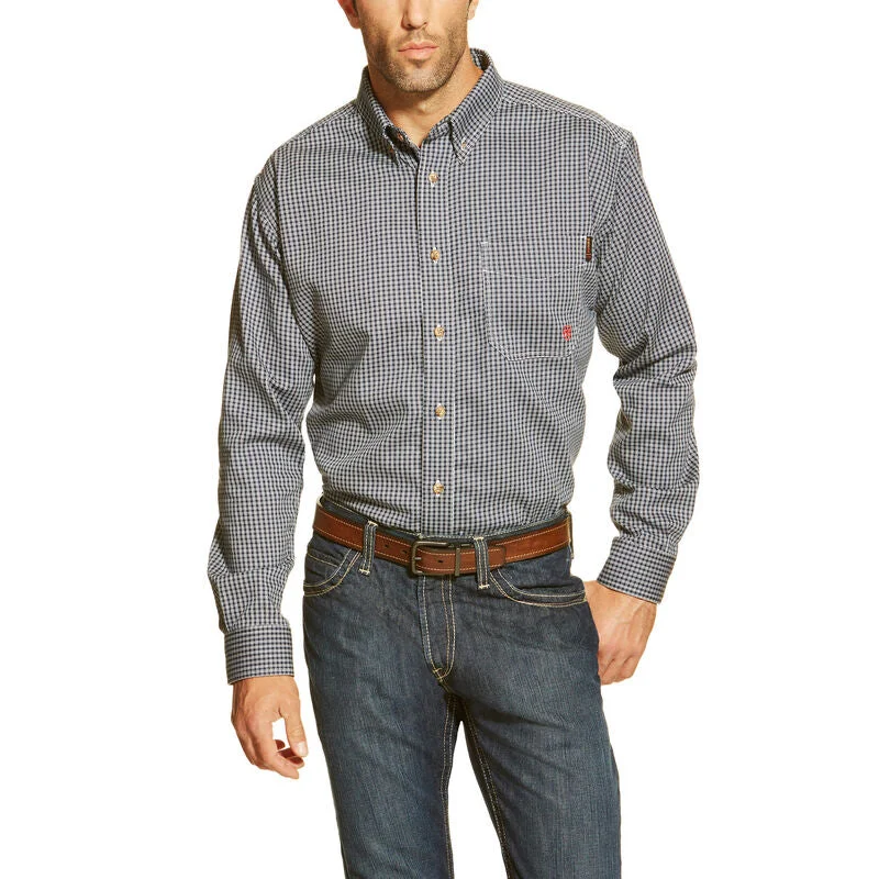 Men's western boots with a scalloped edge and a pull - on strapAriat Blue FR Men's Shirt